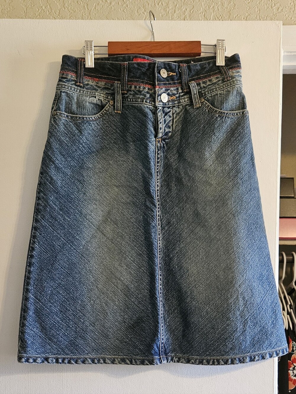 UNIONBAY Medium Blue Denim A-Line Skirt